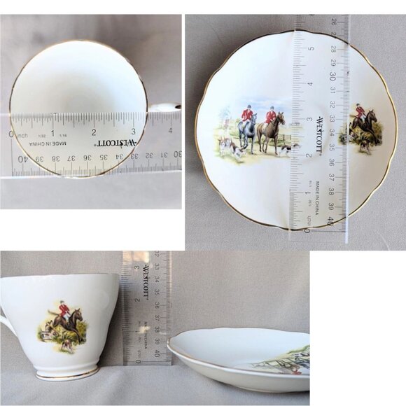 Vintage ROYAL STUART Fine Bone China Cup Saucer Equestrian HORSES and HOUNDS - Picture 6 of 6